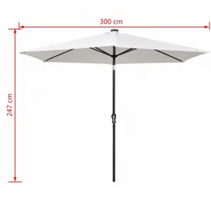 Závesný slnečník s LED Ø 300 cm Bílá