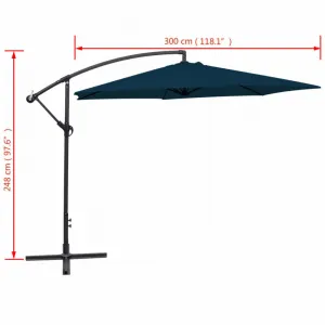 Závesný slnečník Ø 300 cm Modrá