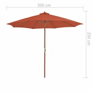 Záhradný slnečník s drevenou tyčou Ø 300 cm Zelená