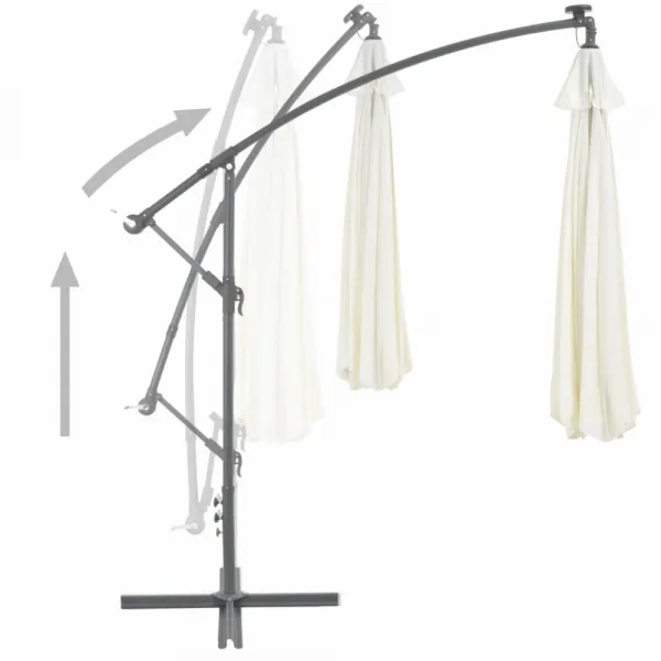 Konzolový slnečník s LED svetlami Ø 350 cm Dekorhome Zelená