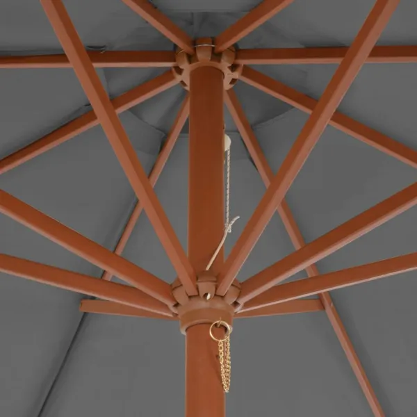 Záhradný slnečník s drevenou tyčou Ø 300 cm Zelená