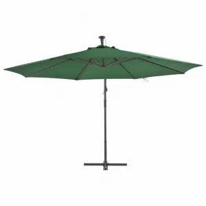 Konzolový slnečník s LED svetlami Ø 350 cm Dekorhome Zelená