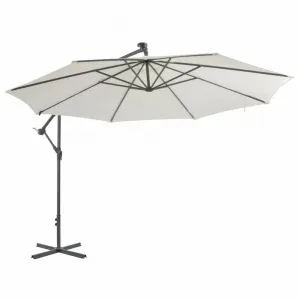 Konzolový slnečník s LED svetlami Ø 350 cm Dekorhome Zelená