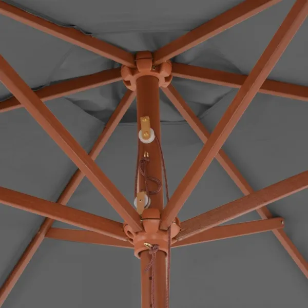 Záhradný slnečník s drevenou tyčou Ø 270 cm Antracit