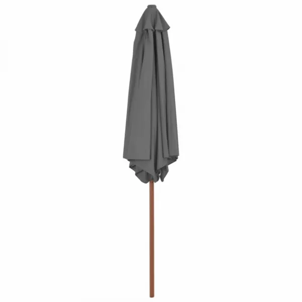 Záhradný slnečník s drevenou tyčou Ø 270 cm Antracit