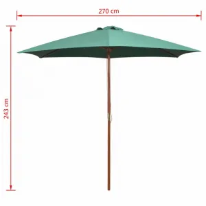 Záhradný slnečník s drevenou tyčou Ø 270 cm Antracit