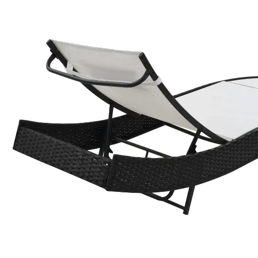 Záhradné ratanové ležadlo s vankúšom Černá