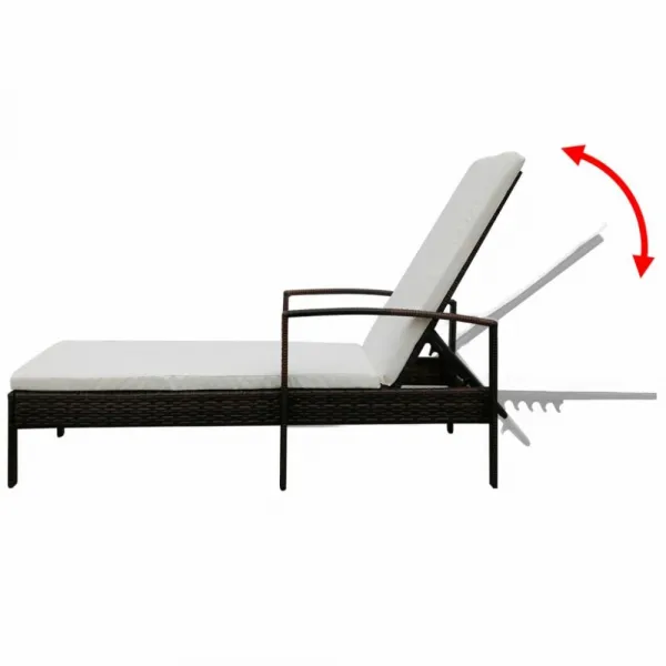 Záhradné ratanové ležadlo s poduškou Černá