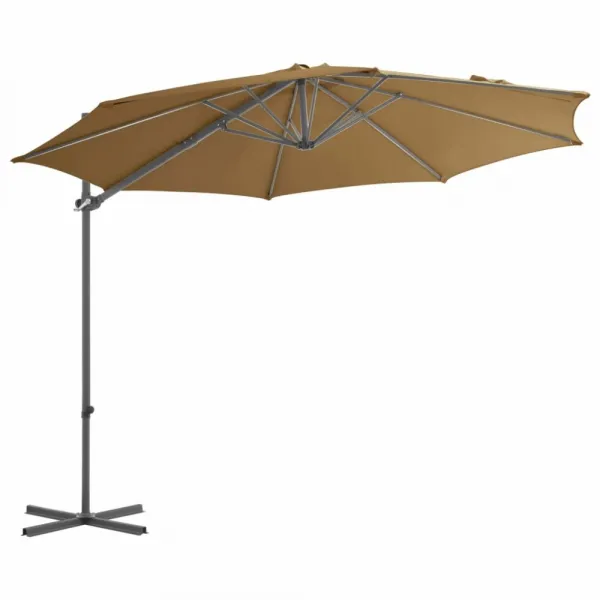 Záhradný slnečník so stojanom Ø 300 cm Dekorhome Šedohnědá taupe