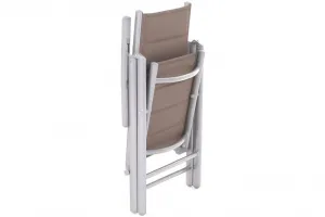 Záhradný jedálenský set 7 ks kov / textilen / WPC