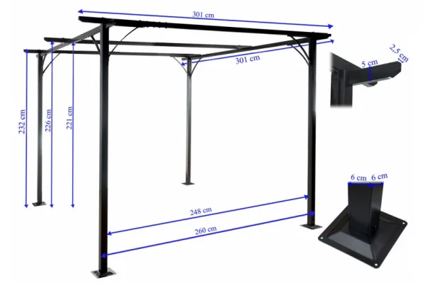 Pergola se stahovací střechou 3x3 m Dekorhome