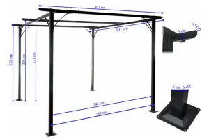 Pergola se stahovací střechou 3x3 m Dekorhome