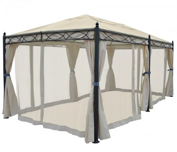 Záhradný altánok so závesmi 5x3 m Dekorhome
