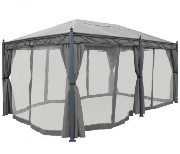 Záhradný altánok so závesmi 5x3 m Dekorhome