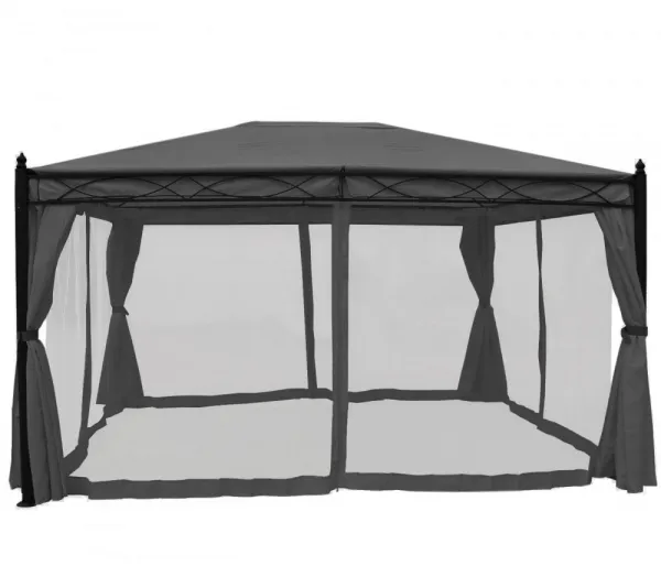 Záhradný altánok so závesmi 4x3 m Dekorhome