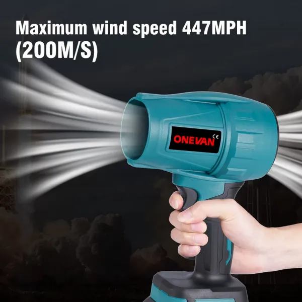 OneVan Ručný SUPER TURBO FÉN, Fúkač 200m/s 2000W 2 x batéria. Vhodný na sušenie auta a vhodný pre batériu MAKITA 18V Batéria: 2ks batéria