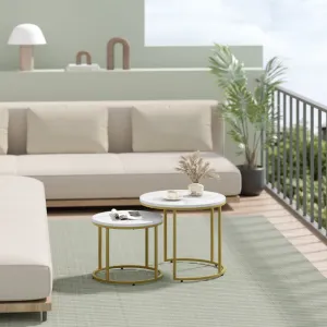 Home Living 2ks sada konferenčný stolík na kávu - biela farba