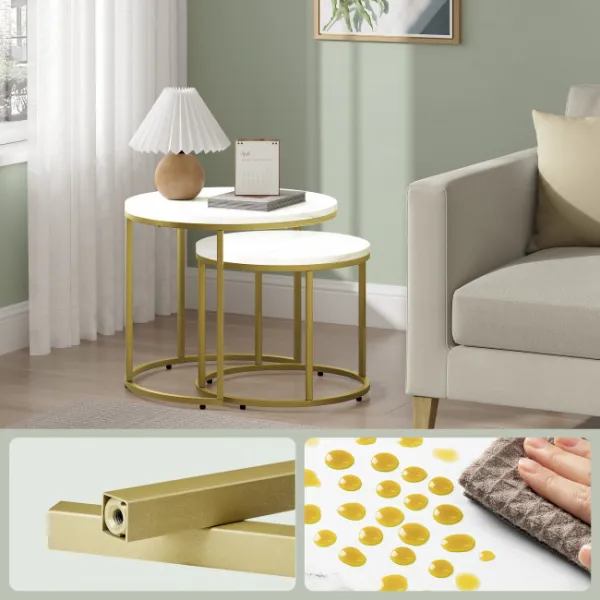 Home Living 2ks sada konferenčný stolík na kávu - biela farba