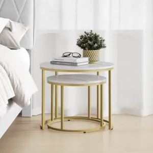 Home Living 2ks sada konferenčný stolík na kávu - biela farba