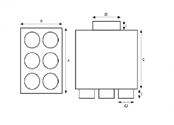 Prodmax | Rozdeľovací box dvojradový 6×75/200 SK 6x75/200D