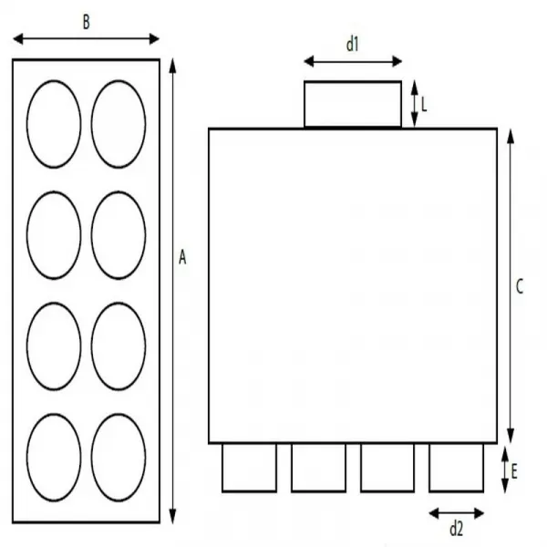 Prodmax | Rozdeľovací box dvojradový 8×75/200 SK 8x75/200D