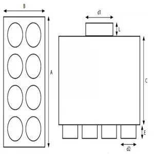 Prodmax | Rozdeľovací box dvojradový 8×75/200 SK 8x75/200D