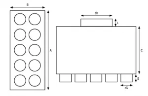 Prodmax | Rozdeľovací box s 10 vývodmi priamy 10×75 mm/200 mm SK 10x75/200P