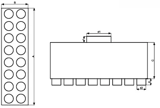 Prodmax | Rozdeľovací box dvojradový 16×75/200 SK 16x75/200D