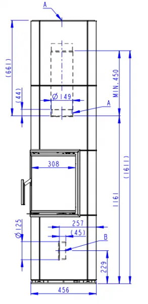 Romotop SOLID R - kachľový krb - Vyústenie dymovodu Horné, Keramika Romotop Silver (54505) SOLXDHRK 10