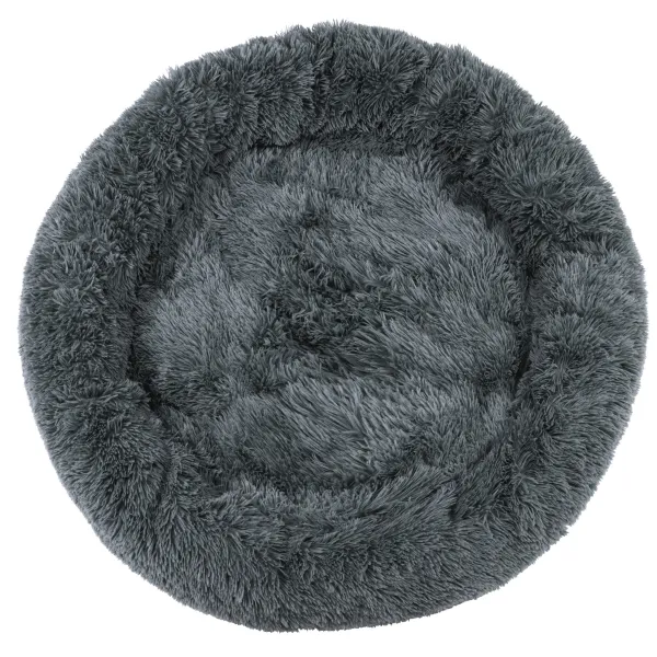 PuppyJoy Okrúhly plyšový pelech pre psov a mačky vel. L 100 cm tmavo šedý