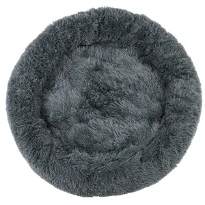 PuppyJoy Okrúhly plyšový pelech pre psov a mačky vel. L 100 cm tmavo šedý
