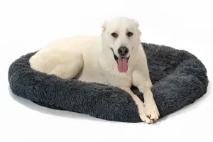 PuppyJoy Okrúhly plyšový pelech pre psov a mačky vel. L 100 cm tmavo šedý