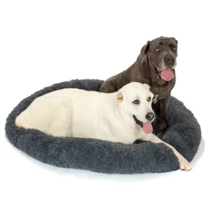 PuppyJoy Okrúhly plyšový pelech pre psov a mačky vel. L 100 cm tmavo šedý