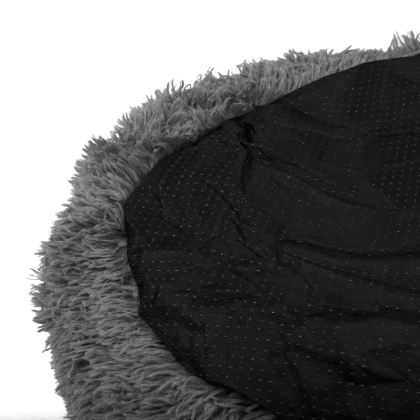 PuppyJoy Okrúhly plyšový pelech pre psov a mačky vel. L 100 cm tmavo šedý