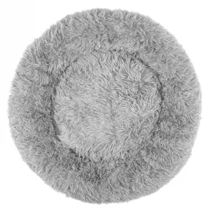 PuppyJoy Okrúhly pelech pre psov a mačky Plyšový veľ. M 80 cm svetlosivý
