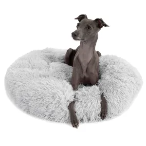 PuppyJoy Okrúhly pelech pre psov a mačky Plyšový veľ. M 80 cm svetlosivý