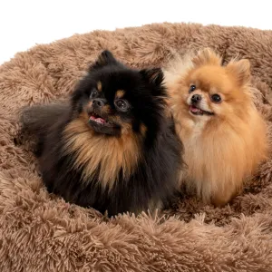 PuppyJoy Okrúhly plyšový pelech pre psov a mačky veľ. L 100 cm hnedý