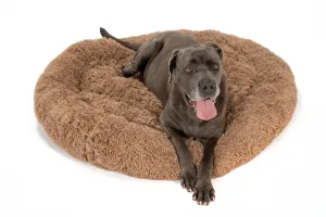 PuppyJoy Okrúhly plyšový pelech pre psov a mačky veľ. L 100 cm hnedý