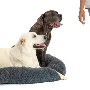 PuppyJoy Okrúhly plyšový pelech pre psov a mačky vel. L 100 cm tmavo šedý