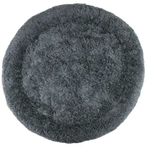 PuppyJoy Okrúhly pelech pre psov a mačky Plyšový veľ. XL 120 cm tmavo sivý