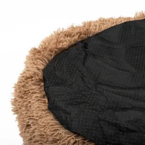 PuppyJoy Okrúhly plyšový pelech pre psov a mačky veľ. L 100 cm hnedý