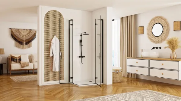 REA - Sprchovací kút Hugo Double 100x100 čierna REA-K6602