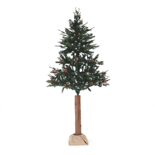 Vianočný stromček so šiškami na pníku, posnežený, 180 cm, PNIK TYP 1