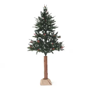 Vianočný stromček so šiškami na pníku, posnežený, 180 cm, PNIK TYP 1