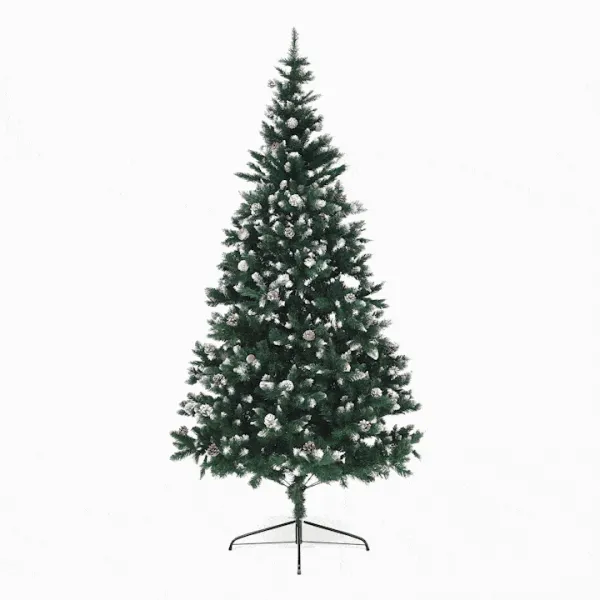 Vianočný stromček so šiškami, posnežený, 220 cm, CHRISTMAS TYP 4