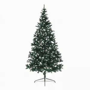 Vianočný stromček so šiškami, posnežený, 220 cm, CHRISTMAS TYP 4