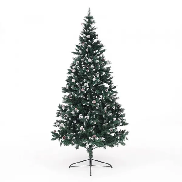 Vianočný stromček so šiškami, posnežený, 220 cm, CHRISTMAS TYP 4