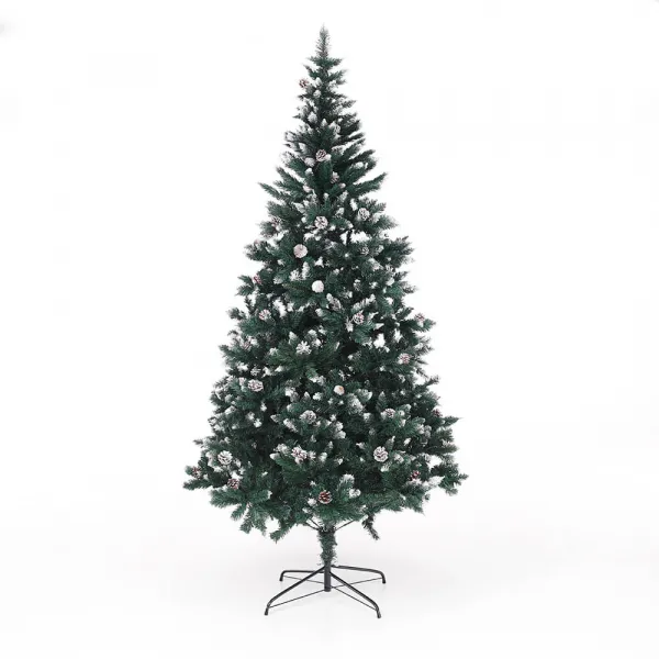 Vianočný stromček so šiškami, posnežený, 220 cm, CHRISTMAS TYP 4