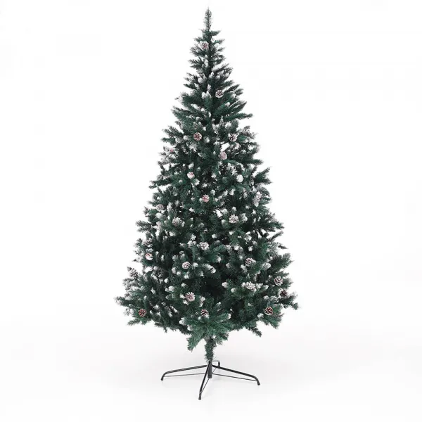 Vianočný stromček so šiškami, posnežený, 220 cm, CHRISTMAS TYP 4