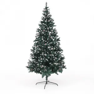 Vianočný stromček so šiškami, posnežený, 220 cm, CHRISTMAS TYP 4